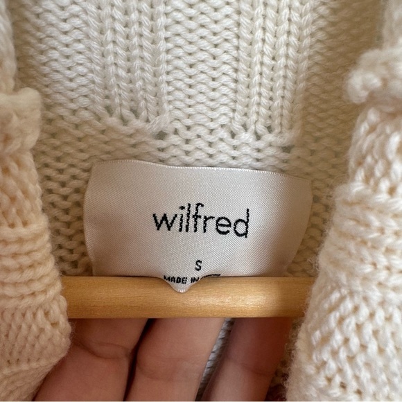 Aritzia Wilfred Champeaux Cable-Knit Sweater Merino Wool Turtleneck Oversized S - Picture 4 of 6